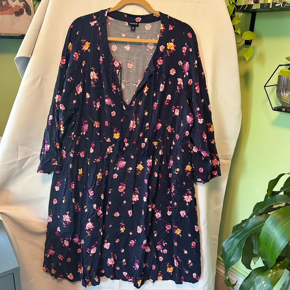 Torrid Blue Floral Challis Skater Dress - Size 3